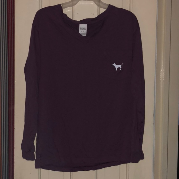 PINK Victoria's Secret Tops - PINK VS Purple Long Sleeve V-Neck Top